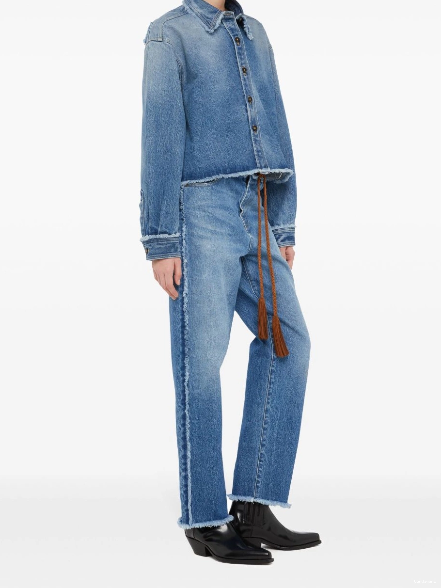 Affordable Alanui jacket Women cropped frayed denim 0805